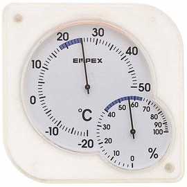 Empex TM-5601 Thermometer, Hygrometer, Analog, Clear, White