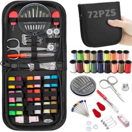 72 Piezas Kit de Costura, Costurero Portátil con Accesorios Completos, Herramientas de Costura para Hogar, Viajes, Campamentos y Manualidades