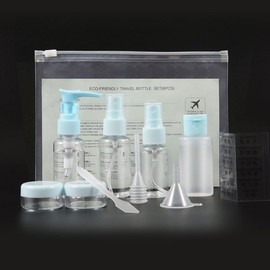 Travel Bottles for Toiletries,9 PCS Leak Proof Refillable Travel Containers Liquid Containers with Clear Toiletries Bag for Cosmetic Shampoo Lotion Makeup Shower Hand Soap (blue)