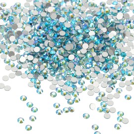 PATIKIL 2880Pcs SS3 Round Flatback Rhinestones, 1.2-1.4mm Flat Back Crystal Glass Gems Diamonds for DIY Crafts Clothes Shoes Nail Art Decoration, Aquamarine AB