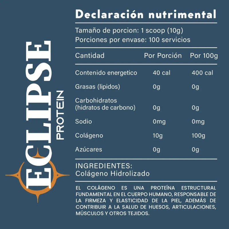 Colágeno Hidrolizado Eclipse 1kg Polvo Sabores 200 Servis