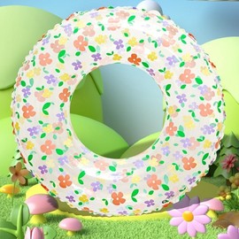 New Kids Flower Inflatable Swim Ring | Transparent Design | Adult Arm Float Option - Free Size Yellow 20ea