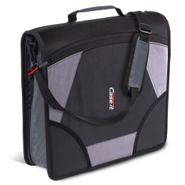 Case-it 4 Inch King Sized Zip Tab Zipper Binder with Expanding File and Mesh Pocket