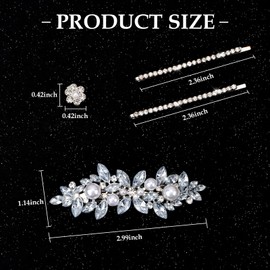 13 Pieces Rhinestone Hair Clips 2 Pcs Crystal Bobby Pins with 10 Silver Mini Flower Hair Clips Decorative Barrette with with Rhinestones Pearls for Bride Women Flower Girls