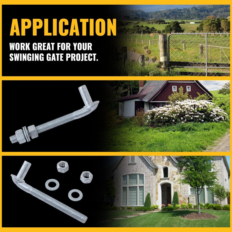 VIVIDA 6" J Bolt Gate Hinge, Chain Link J Bolt