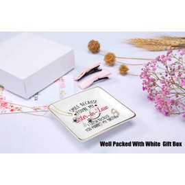 I Smile Because You're My Sister-In-Law – Ceramic Jewelry Holder Ring Dish Trinket Box Tray – Funny Birthday Christmas Mother's Day Valentine Thanksgiving Gift For Sister In Law