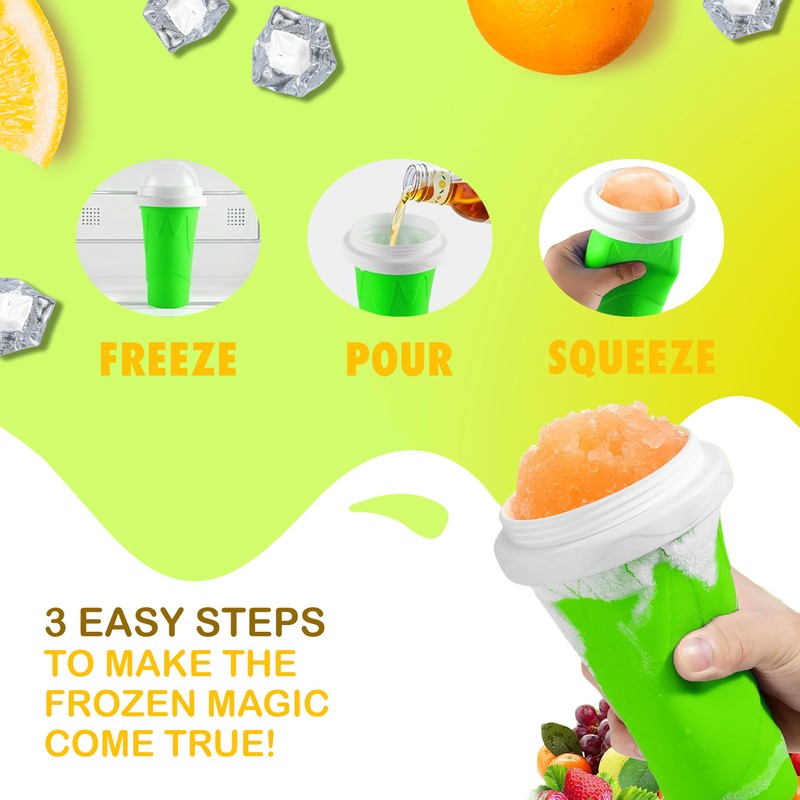 Slushy Cup & Slushy Maker, Portable Smoothie Slushie Squeeze Cup
