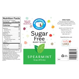 Hypothermias Sugar Free Syrup for Snow Cone, Shaved Ice, Drinks - Pint (16 fl oz) - Made with Organic Monk Fruit and Non-GMO Organic Erythritol - BPA-Free Plastic Bottle (Spearmint)