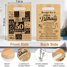 50th Birthday Gifts for Women Men,Turning 50 and Fabulous&Recipe for A Happy Birthday Double Sided Cutting Board Gift for Her Him,50th Birthday Gift Ideas,Cool Gifts for 50 Year Old Woman