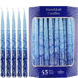Dripless Hanukkah Candles Multi Blue Hued Frosted Deluxe Tapered Chanukah Candles (Single-Pack)
