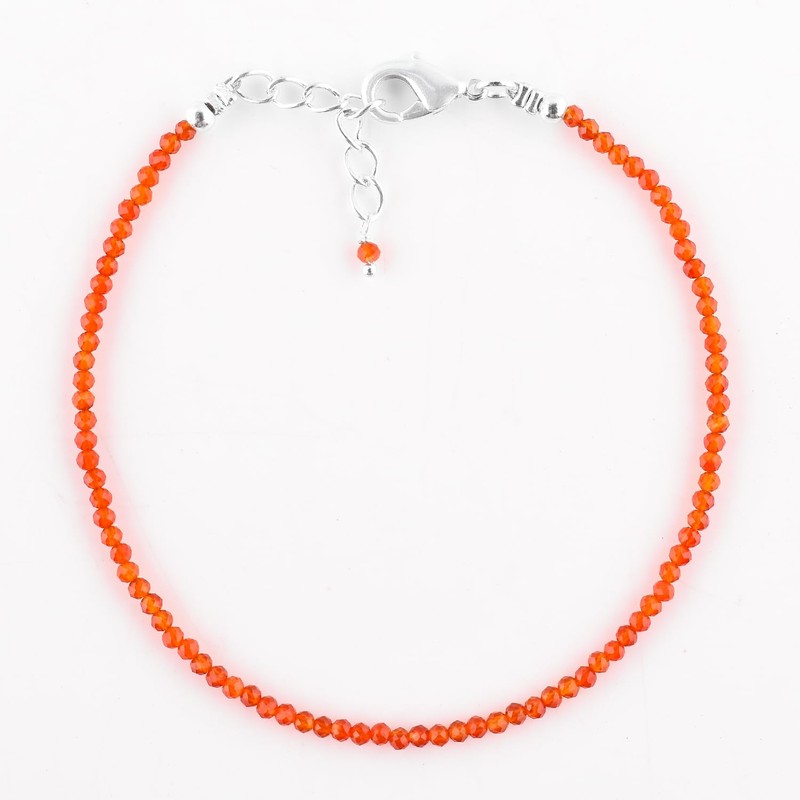 InfinityGemsArt Natural Carnelian Gemstone Full Micro Beads Dainty Bracelet Jewelry