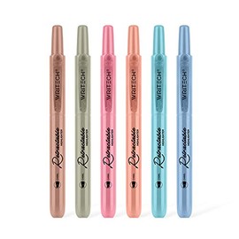 Writech Retractable Highlighters Chisel Tip 6 Assorted Vintage Colors Made with Non-Toxic Ink for Highlighting in the Home School or Office