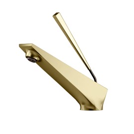 Bathroom Sink Faucet Brushed Gold, Single Handle Brass Sink Faucet with Unique Design, Single Hole Basin Mixer for Lavatory, Vanity, RV, Modern Farmhouse, Suitable for 1 Hole