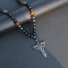 GENASTO Protection Crystal Bead Necklace for Men Men Cross Pendant