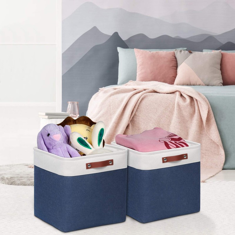 Univivi Fabric Storage Baskets with Hard Bottom 4 Pack 13