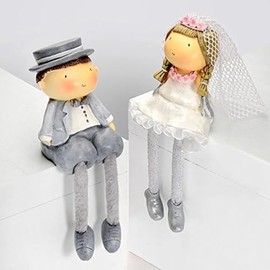 Club Green Poly Resin WED.Couple W/DANGLY Legs H.11CM, POLYRESIN, Grey, 14.5 x 8.5 x 12 cm