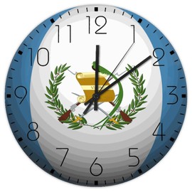 Wood Wall Clock Battery Operated Non Ticking Guatemala Country Wall Clocks Gift Flag Vivid Color Wall Decor for Fitness Room Patio Art Room 12 Inch