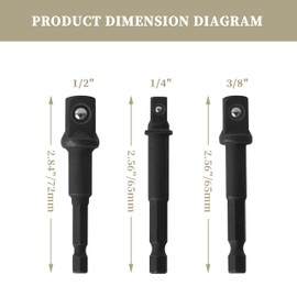 DW2541IR, DW2542IR, DW2547IR for DeWalt Socket Adapter Set, Impact Grade Socket Adapter Set,1/4", 3/8", 1/2" Drive Drill (3pcs)