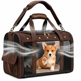 Pet Carrier for Small Medium Cats Dogs Puppies Up to 20lbs, Soft Sided Collapsible Cat Dog Carrier, Stable Durable Vintage Style Travel Bag for Shopping, Street Photos, Pet Cafe