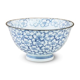Ctoc Japan 896326 Rice Bowl, Blue, Φ4.8 x 2.2 inches (12.2 x 5.7 cm), Rice Bowl, Hasamiyaki, Cherry Blossom Scattering, Large
