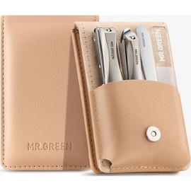 MRGREEN Cortaúñas, Juego Mejorado Antisalpicaduras Para Uñas De Manos Y Pies, Con Lima Y Pinzas, Kit Profesional Y Práctico Para El Cuidado De Las Uñas Con Un Exquisito Estuche De Cuero Para Hombres Y