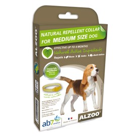 ALZOO Natural Repellent Diffusing Dog Collar | Repels Fleas, Ticks, dust-Mites Using Natural Active Ingredients | for Medium Sized Dogs |