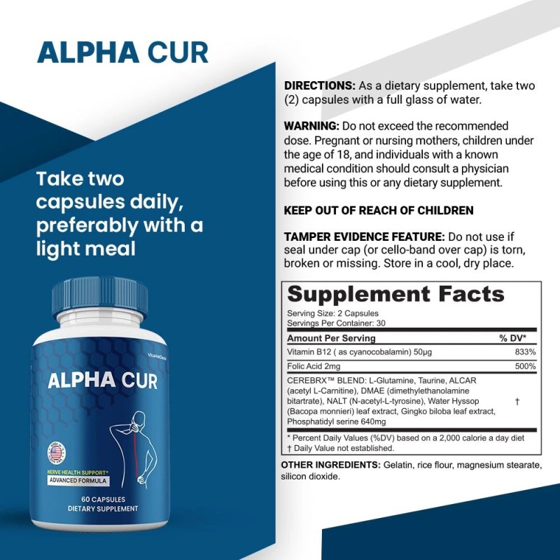 AlphaCur Alpha Cur Capsules, Nerve Health Formula, AlphaCur Supplement (5