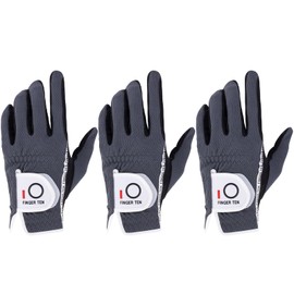 FINGER TEN Golf Glove Men Left Hand Right Rain Grip Value 3 Pack, Mens Golf Gloves Weathersof All Weather Hot Wet White (Grey, Worn on Left Hand), M-L…