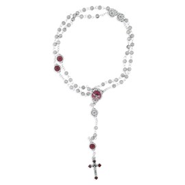 Vatican Imports Holy Spirit Rosary with Red Enamel and Rosette Beads