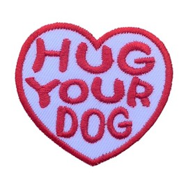 Hug Your Dog Iron On Patches Embroidered Applique Iron On for Jeans, Clothes, Caps, Backpack, Hats