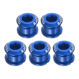sourcing map 5pcs Single Chain Ring Bolts M8 Aluminum Alloy Bicycle Crankset Nuts Chainwheel Screws for Road Bike Mountain Bike, Blue