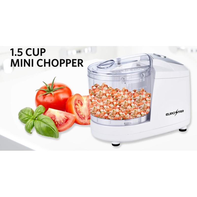 EUROSTAR EC502W 1.5-Cup One Touch Electric Mini Food Chopper, White