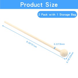 Luomorgo 2 Pcs Wood Xylophone Mallets, Glockenspiel Mallets Bell Mallets Percussion, 8 Inch Drumsticks for Bell, Chime, Tongue Drum Mallets with a Storage Bag