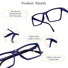 LifeArt Reading Glasses Anti Eyestrain Computer Readers Gaming GlassesTV Glasses Women and Men Anti Glare (Blue, No Magnification)