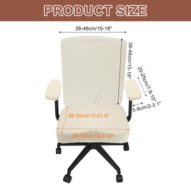 sourcing map Office Chair Covers, Stretchable Rotating Chair Slipcover Desk Computer Backrest Armrest Seat Cover for Office Home, 38-55cm Large Seat Slipcover, Cream White