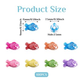 Craftdady 100pcs Acrylic Koi Fish Tiny Spacer Beads Mixed Colors Plastic Cute Animal Craft Loose Beads 15x9mm for Summer Jewelry Making Hole: 2.5mm