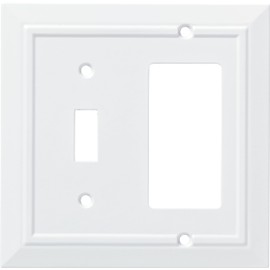 Franklin Brass Classic Architecture (1-Pack) Decorative Light Switch Covers Combination Pure White Toggle, Decorator/Rocker Combo | Wall Plate Outlet Cover Switch Plates W35246-PW-C