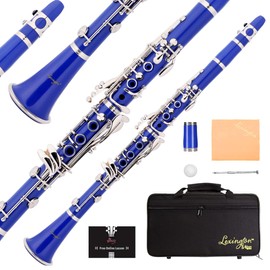 Aileen Lexington Bb Flat 17 Key Clarinet with Mouthpiece, Hard Case, Cork Grease, Gloves and Other Kit (Blue, 17 Key)