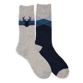 MUK LUKS Men's Wool Socks (2 Pair Pack), Multi, OS