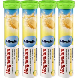 Mivolis Magnesium effervescent Tablets - Dietary Supplements 4 Packs x 20 pcs | Germany
