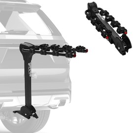 Young 4 Bike Rack Tilting Hitch Mounted with Convenient Pedal for Cars, SUVs and Trucks, Fits 1.25” and 2” Hitches, Carries 4 Bikes