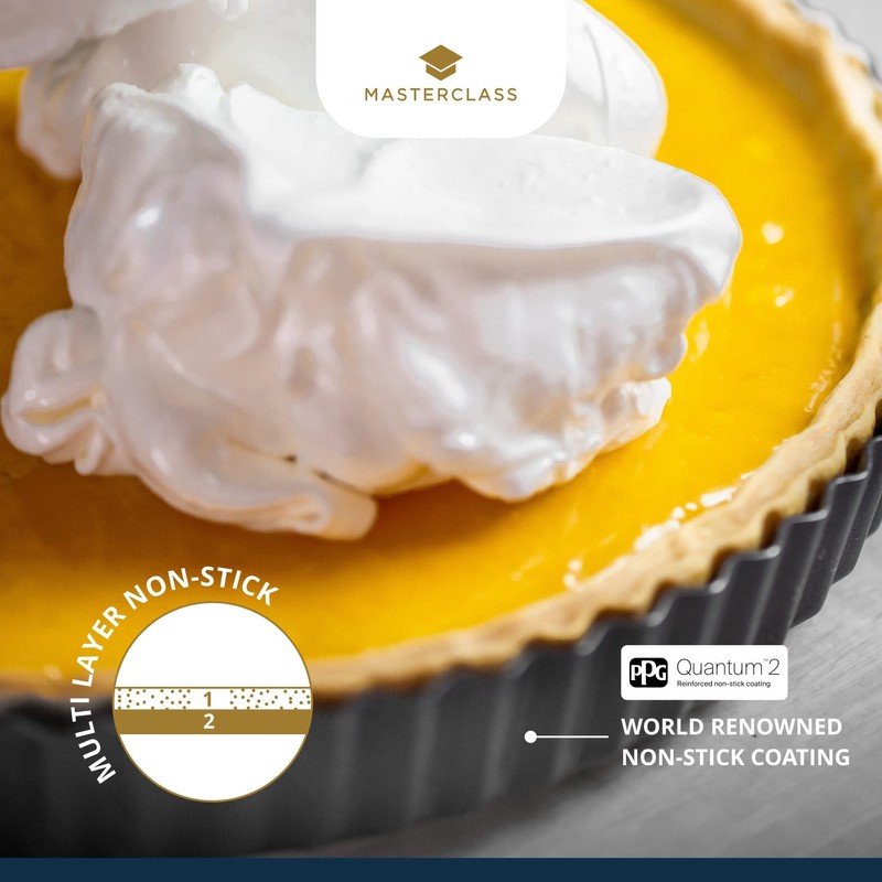 MasterClass Non-Stick Loose Tart and Quiche Tin, Fluted Carbon Steel,