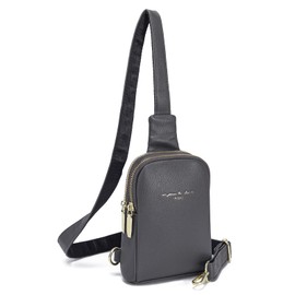 INICAT Small Crossbody Sling Bags for Women Vegan Leather Cell Phone Purse Fanny Packs for Women Men(Gray)