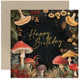 Old English Co. Happy Birthday Card for Him or Her - Mushroom Greeting Card - Birthday Gifts for Women and Men - Birthday Card for Mum, Sister, Auyntie, Nan | Blank Inside with Envelope