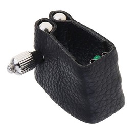 Jiayouy Artificial Leather Soprano Saxophone Mouthpiece Sax Ligature Fastener Compact Durable Black