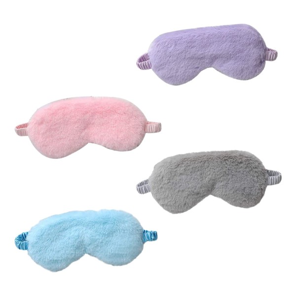 4 Pcs Plush Eye Masks Comfortable Sleep Masks with Elastic