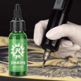 JimKing 30ml Tattoo Ink, Tattoo Color Supply, Black Pigment Natural Plant Tattoo Ink for Permanent Makeup Tattoos (Green)
