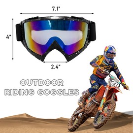 Ohleats Dirt Bike Goggles, Windproof & Dustproof Ski Racing Goggles, Men Women Safety ATV Goggles Motorcycle Accessories (Blue Colorful B)