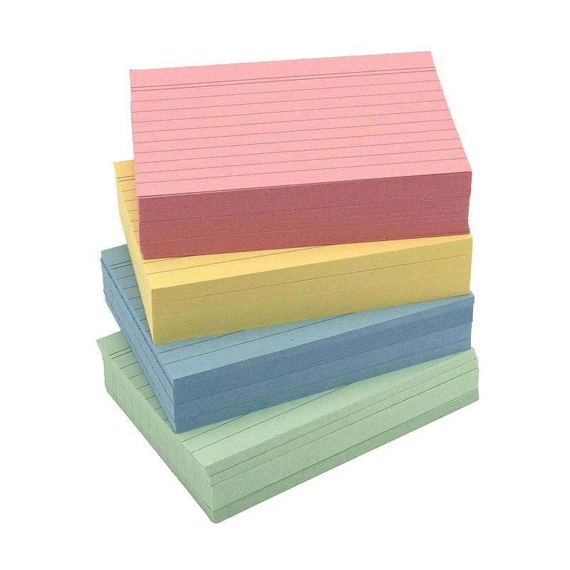 Index Cards A7, 105 x 74 mm, Lined, Assorted Colours,