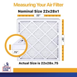 Filter King 22x28x1 Air Filter | 6-PACK | MERV 13 HVAC Pleated A/C Furnace Filters | MADE IN USA | Actual Size: 22 x 28 x .75"